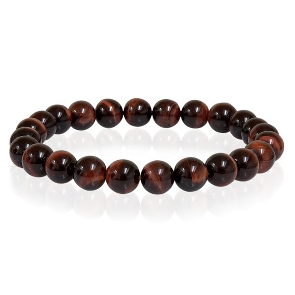 ITALGEM STEEL Mens Red Tiger Eye Stretch Bracelet.